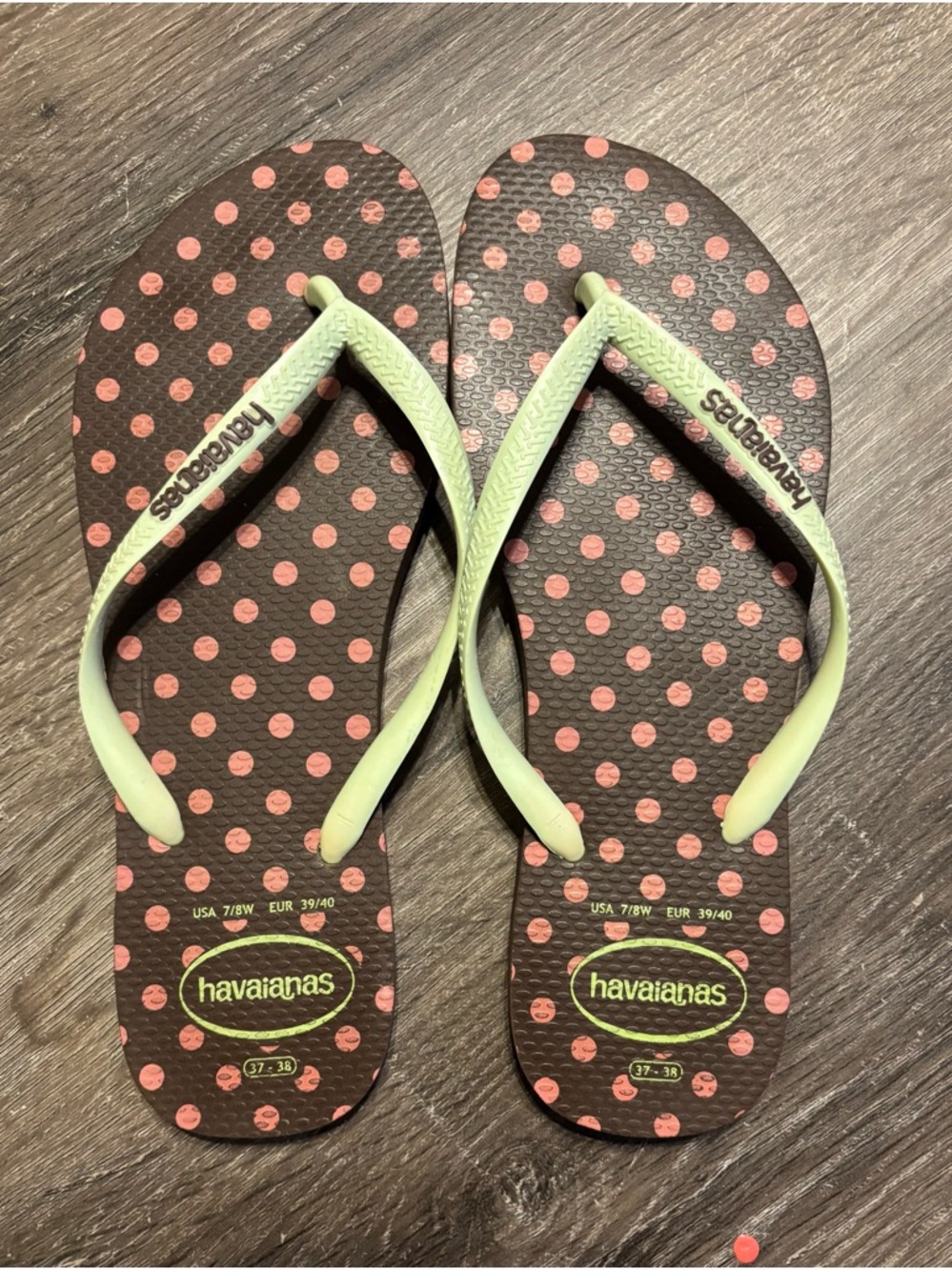 Havaianas Brown Polka Dot Flip Flops Size 7/8